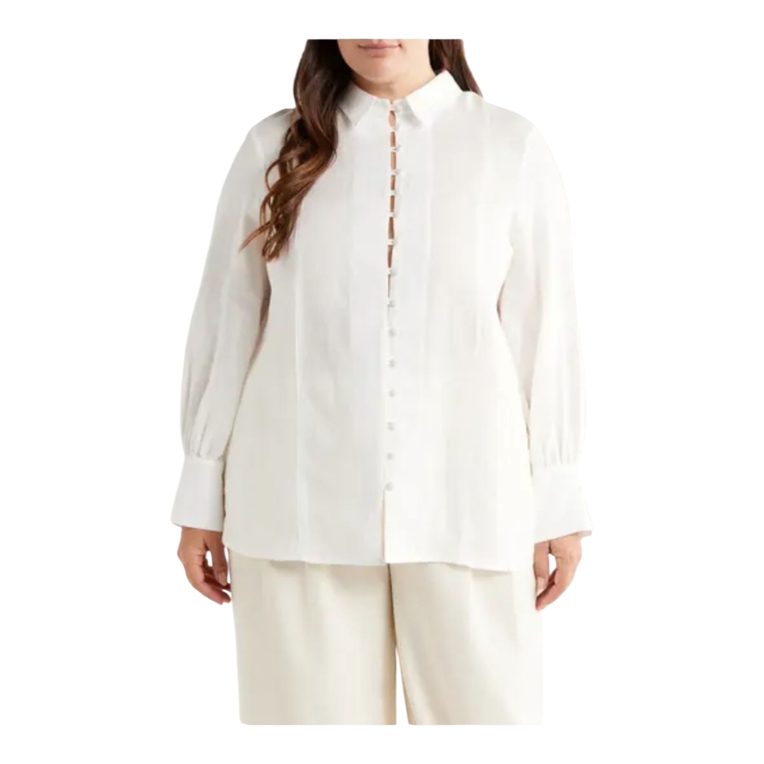 Chic White Button-Up Women's Blouse